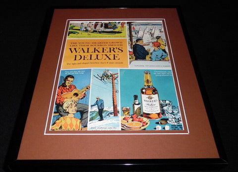 1963 Walker's Deluxe Bourbon 11x14 Framed ORIGINAL Advertisement