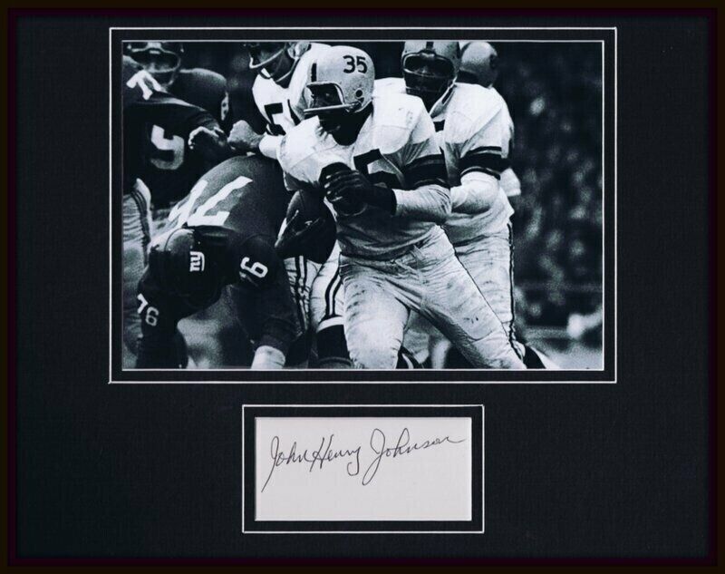 John Henry Johnson Signed Framed 11x14 Photo Display Steelers