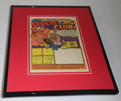 Popeye 1989 Quaker Instant Oatmeal Framed 11x14 ORIGINAL Advertisement