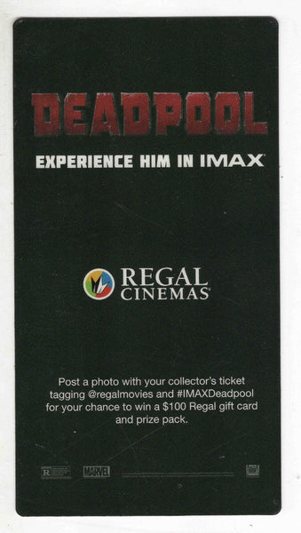 2016 Imax Deadpool Commemorative Ticket Ryan Reynolds