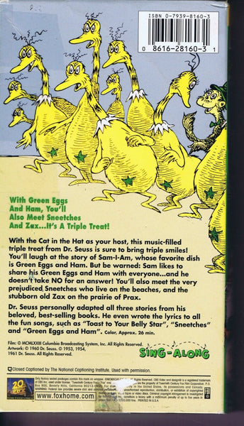 Dr Seuss Green Eggs and Ham VINTAGE VHS Cassette 