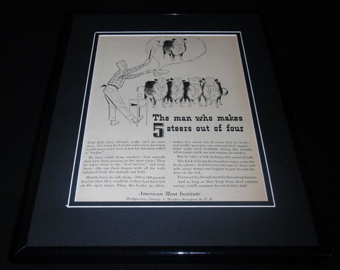 1951 American Meat Institute Framed 11x14 ORIGINAL Vintage Advertisement