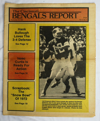  VINTAGE Sep 19 1983 Cincinnati Bengals Report Magazine Joe Ferguson