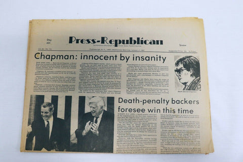 ORIGINAL Vintage Jan 7 1981 Death of John Lennon New York Newspaper