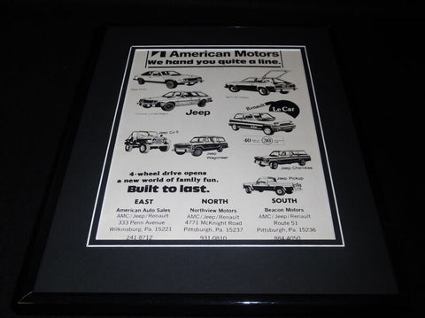 1980 AMC Jeep Pittsburgh Dealers Framed 11x14 ORIGINAL Vintage Advertisement