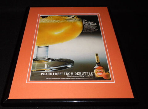 1987 Peachtree Schnapps Fuzzy Navel DeKuyper Framed 11x14 ORIGINAL Advertisement