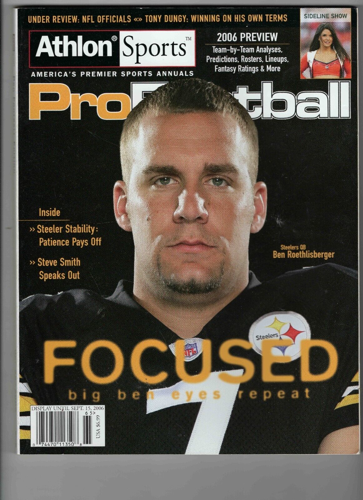 2006 Athlon NFL Preview Magazine Ben Roethlisberger Cover