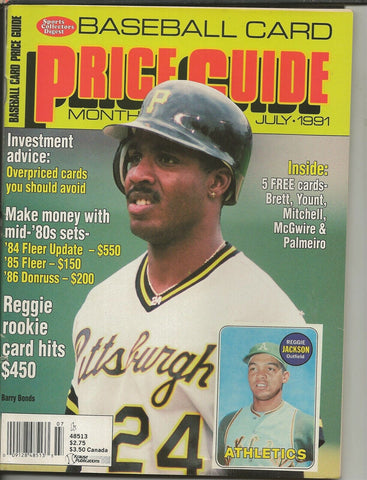 ORIGINAL Vintage July 1991 Baseball Card Price Guide Magazine w/ Card Sheet