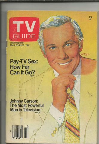 ORIGINAL Vintage March 28, 1981 TV Guide Magazine Johnny Carson