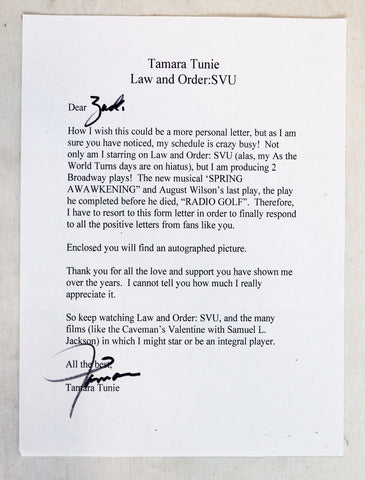 Tamara Tunie Signed Typed Letter Law & Order SVU