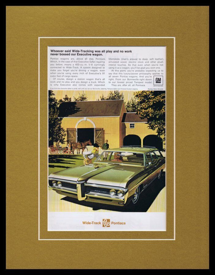 1968 Wide Track Pontiac Bonneville Framed 11x14 ORIGINAL Advertisement B