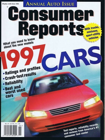 ORIGINAL Vintage 1997 Consumer Reports Magazine Cars Issue