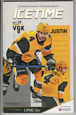 Oct 19 2019 Vegas @ Pittsburgh Penguins Program Marc Andre Fleury Shuts Out Pens