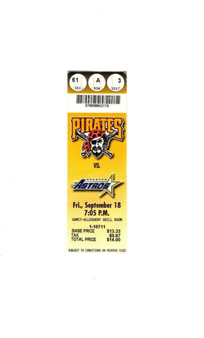 Sep 18 1998 Houston Astros @ Pittsburgh Pirates Ticket Randy Johnson Win #138