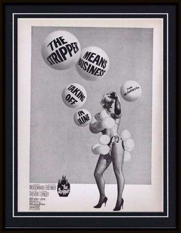 ORIGINAL Vintage 1963 The Stripper Joanne Woodward 11x14 Framed Advertisement  