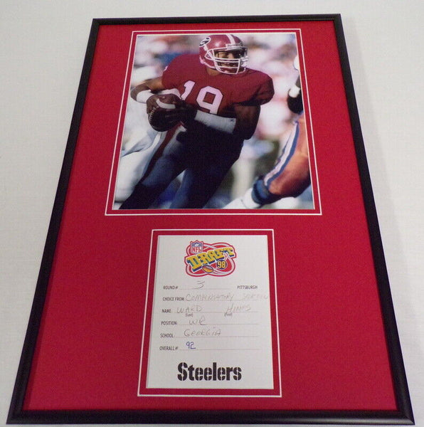 Hines Ward 12x18 Framed Repro 1998 Draft Card & Georgia Photo Display Steelers