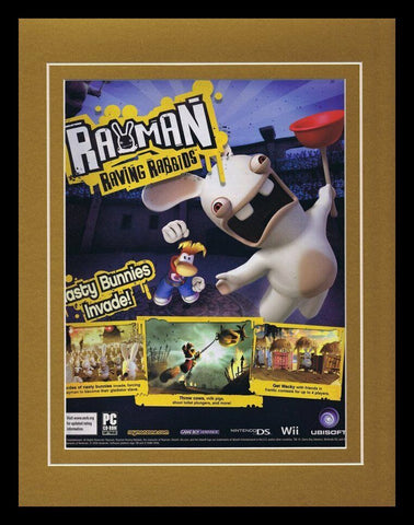 Rayman Raving Rabbids 2006 Wii Framed 11x14 ORIGINAL Vintage Advertisement