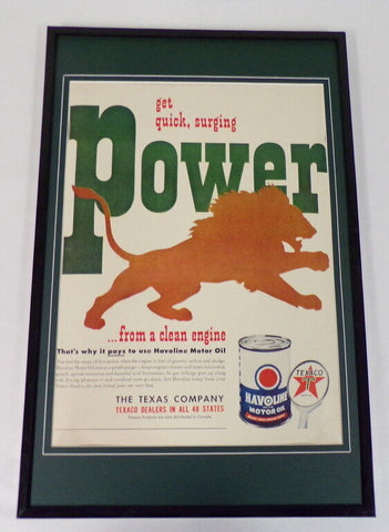 1949 Texaco Havoline Motor Oil Framed 11x17 ORIGINAL Vintage Advertising Poster