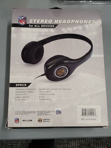 NEW SEALED San Francisco 49ers Logo NFL Stereo Headphones