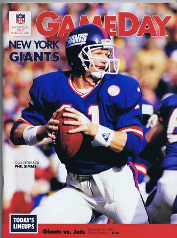 ORIGINAL Vintage Dec 27 1987 Gameday Magazine Program Jets Giants Phil Simms