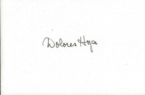 Dolores Hope Signed 4x6 Index Card Mrs. Bob Hope