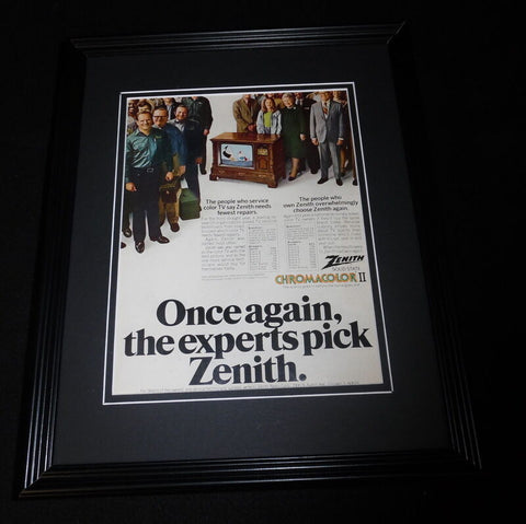 1974 Zenith Chromacolor II TV 11x14 Framed ORIGINAL Vintage Advertisement