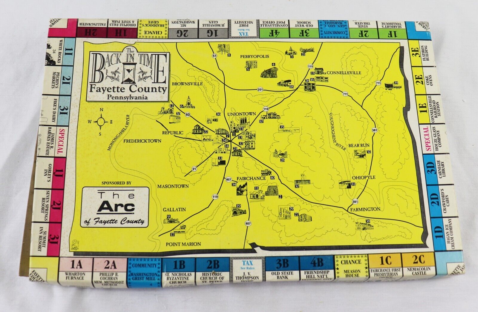 VINTAGE Fayette County Pennsylvania Back in Time Board Game