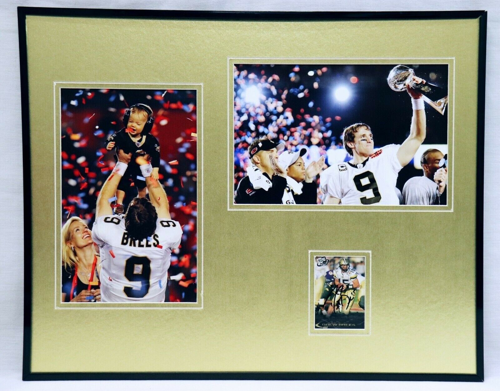 Drew Brees Signed Framed 16x20 Rookie Card & Photo Set JSA Super Bowl XLIV 