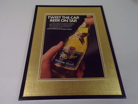 1986 Miller Genuine Draft Beer Twist Cap 11x14 Framed ORIGINAL Advertisement