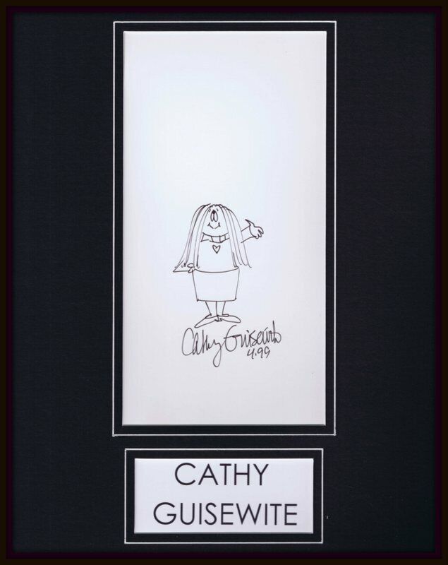 Cathy Guisewite Signed Framed 11x14 Sketch Display AW