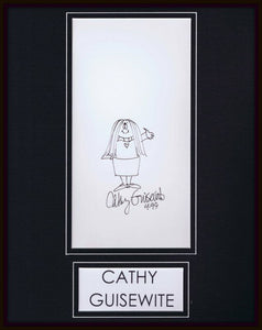 Cathy Guisewite Signed Framed 11x14 Sketch Display AW