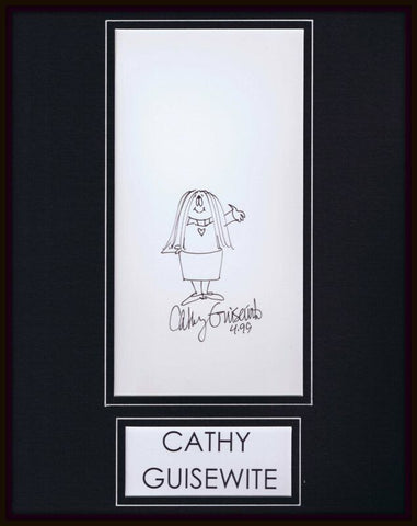 Cathy Guisewite Signed Framed 11x14 Sketch Display AW