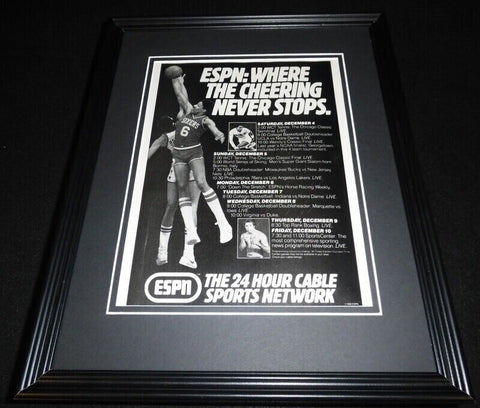 Dr J Julius Erving 1982 ESPN 11x14 Framed ORIGINAL Vintage Advertisement