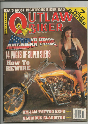 ORIGINAL Vintage June 1991 Outlaw Biker Motorcycle Magazine 