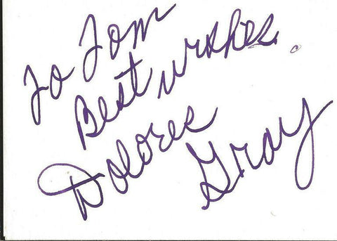 Dolores Gray Signed Vintage 3x5 Index Card JSA Destry Rides Again