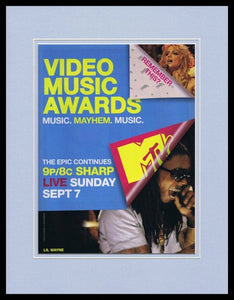 2008 MTV VMA 11x14 Framed ORIGINAL Advertisement Lil Wayne Britney Spears