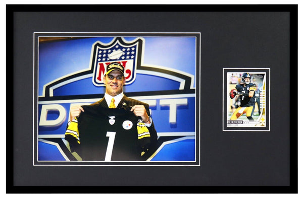 Ben Roethlisbeger Framed 11x17 Vintage Card +  Photo Set Steelers