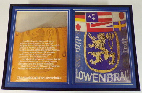 1985 Lowenbrau Beer 12x18 Framed ORIGINAL Vintage Advertising Display