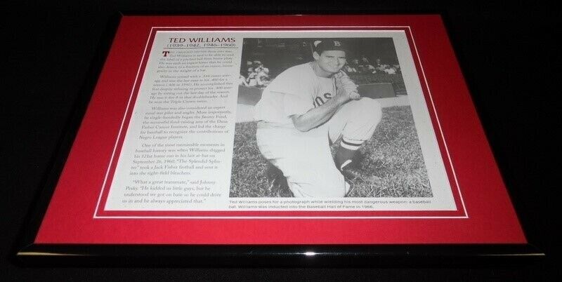 Ted Williams Framed 11x14 Photo Display Red Sox