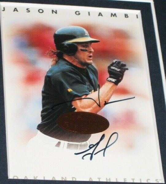 Jason Giambi Signed Framed 11x17 Photo Display LEAF Yankees