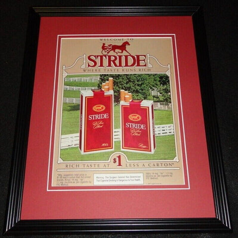 1984 Stride Cigarettes 11x14 Framed ORIGINAL Vintage Advertisement