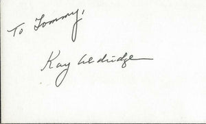 Kay Aldridge Signed Vintage 3x5 Index Card JSA 