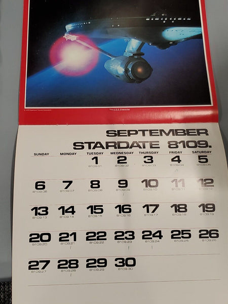 VINTAGE 1981 Star Trek Stardate Calendar William Shatner Leonard Nimoy