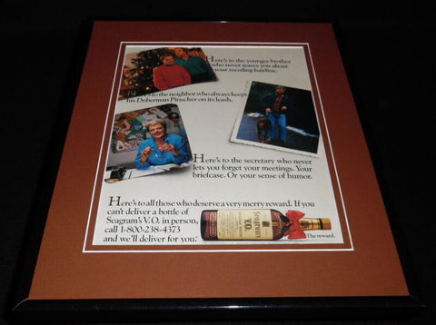 1985 Seagram's V.O. VO Whiskey Christmas 11x14 Framed ORIGINAL Advertisement 