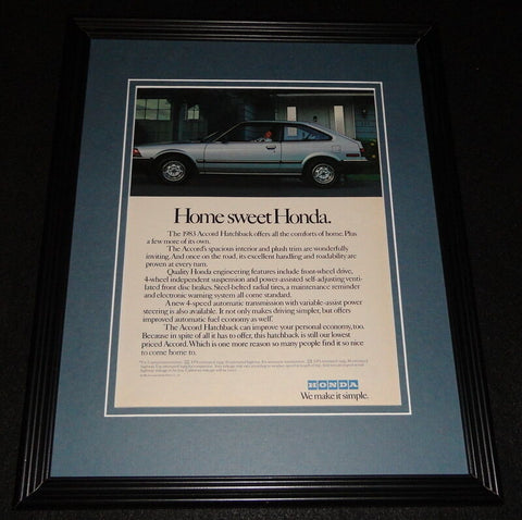 1983 Honda Accord Hatchback 11x14 Framed ORIGINAL Vintage Advertisement 