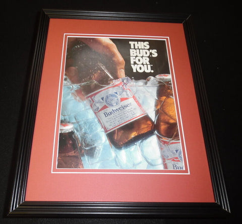 1987 Budweiser Beer This Bud's For You Framed 11x14 ORIGINAL Advertisement D