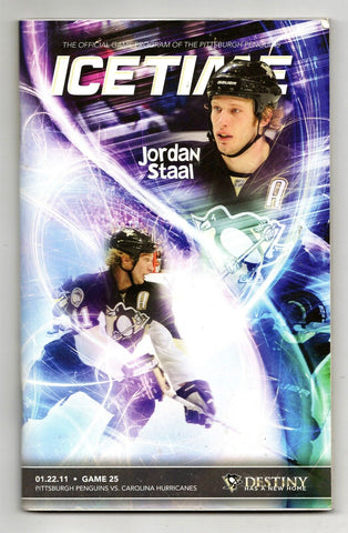 VINTAGE Jan 22 2011 Pittsburgh Penguins Carolina Hurricanes Program Jordan Staal