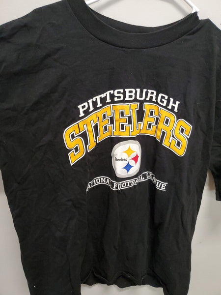 VINTAGE 1990s NFL Apparel Pittsburgh Steelers Black Logo T-Shirt LARGE