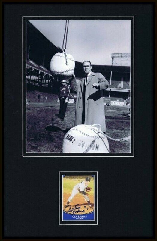 Carl Erskine Dodgers Signed Framed 11x17 Photo Display 