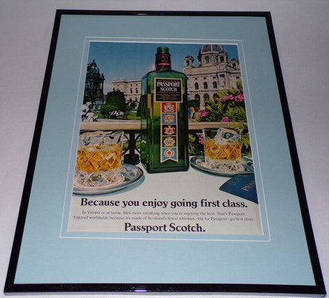 1982 Passport Scotch Vienna 11x14 Framed ORIGINAL Advertisement 